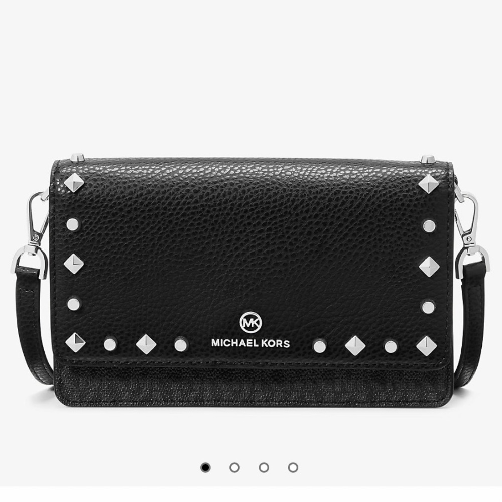Michael Kors Black and Silver Studded Crossbody